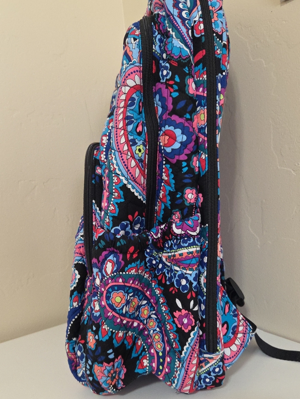 Vera Bradley Black Multicolor Paisley Quilted Backpack - Picture 5 of 12